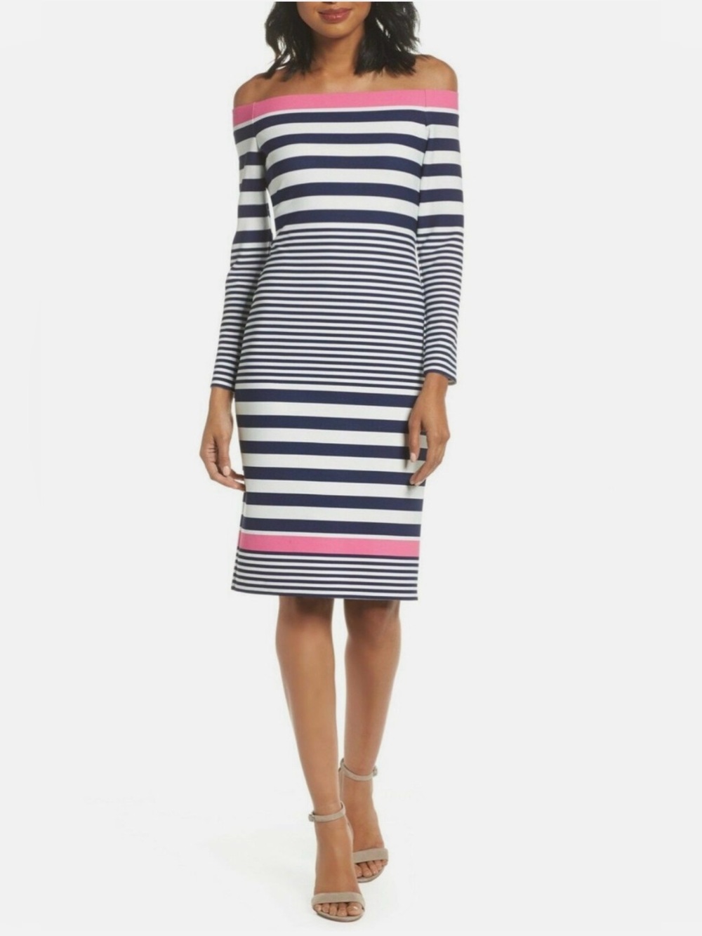 *NWT* Eliza J Navy/White/Pink Striped Dress